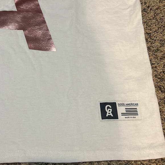 GOOD AMERICAN Rose Gold White Goodies Icon Tee 2/3 XL - Picture 5 of 10